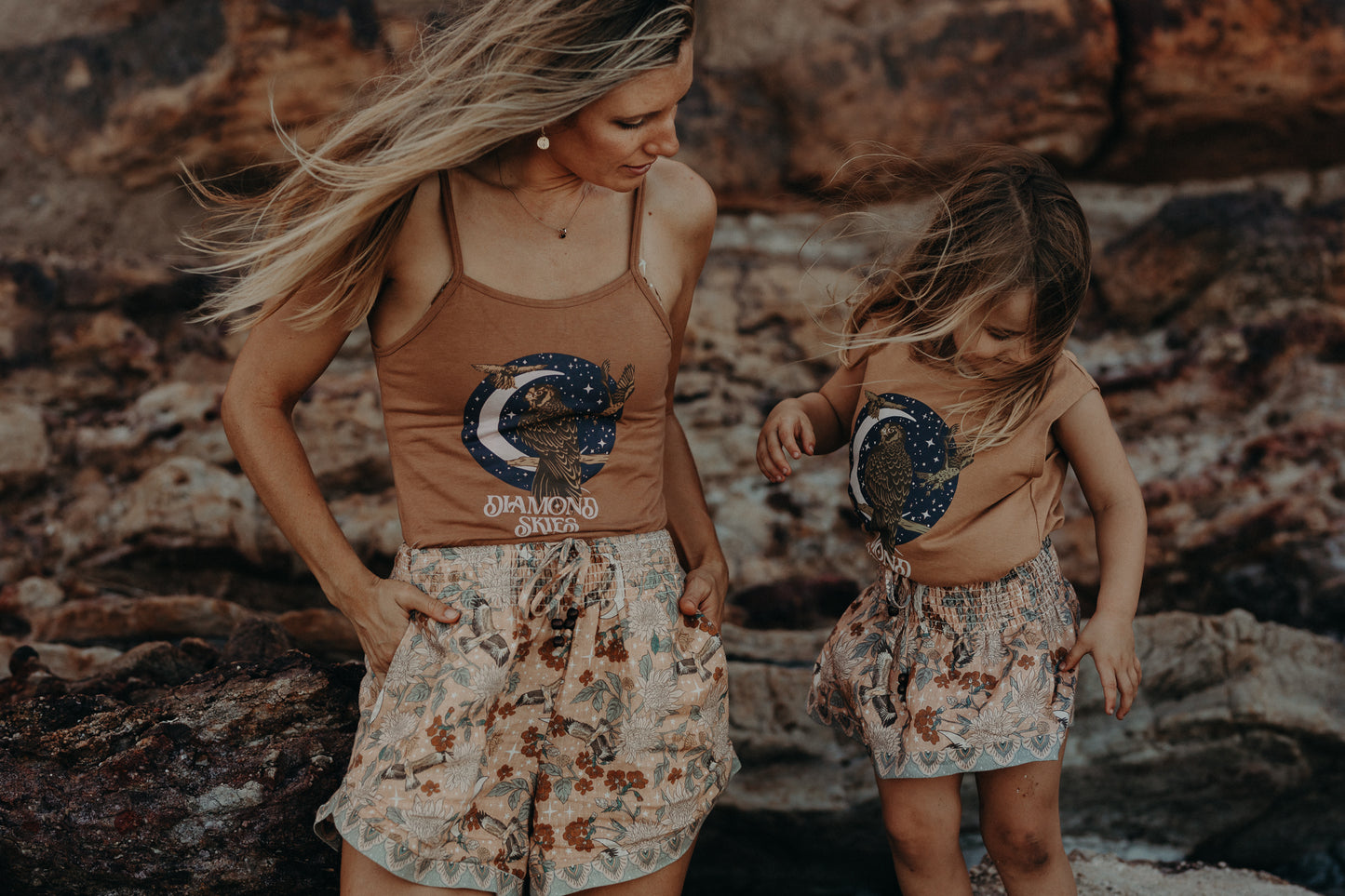 Linen Girls Skirt Diamond Skies by CHASING RIVERS
