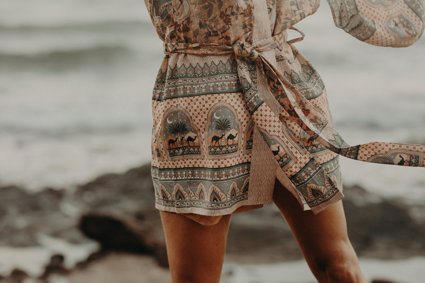 Short Linen Robe Diamond Skies Moonrise by CHASING RIVERS